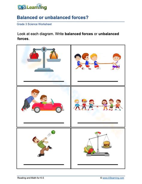 balanced and unbalanced forces worksheet.